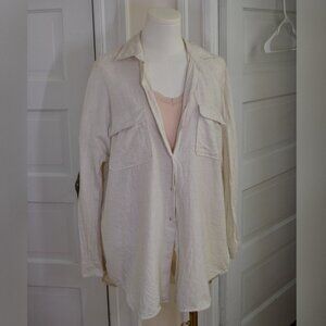 Babaton White Oversized Button Down Shirt (Size 2)